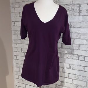 Eggplant Venus casual half sleeve long torso tee